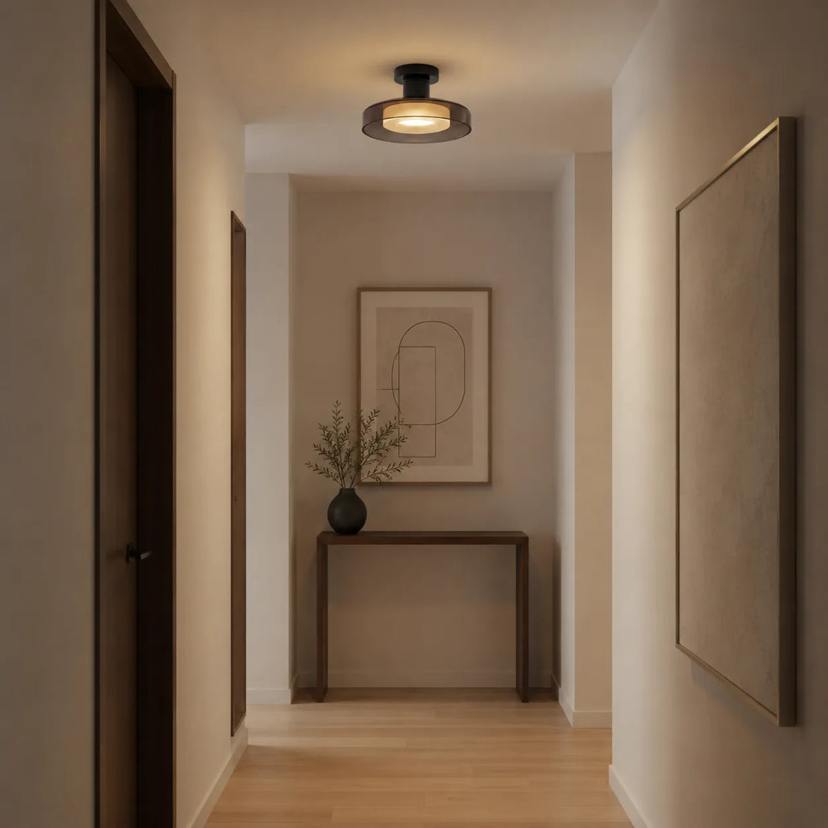 Avaena Modern Layered Glass Halo LED Flush Mount Ceiling Light