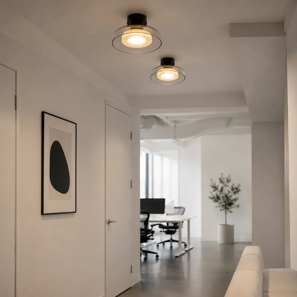Avaena Modern Layered Glass Halo LED Flush Mount Ceiling Light