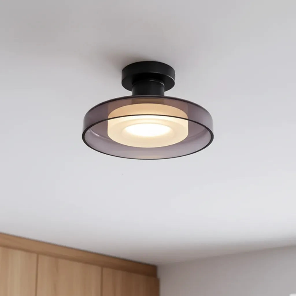 Avaena Modern Layered Glass Halo LED Flush Mount Ceiling Light