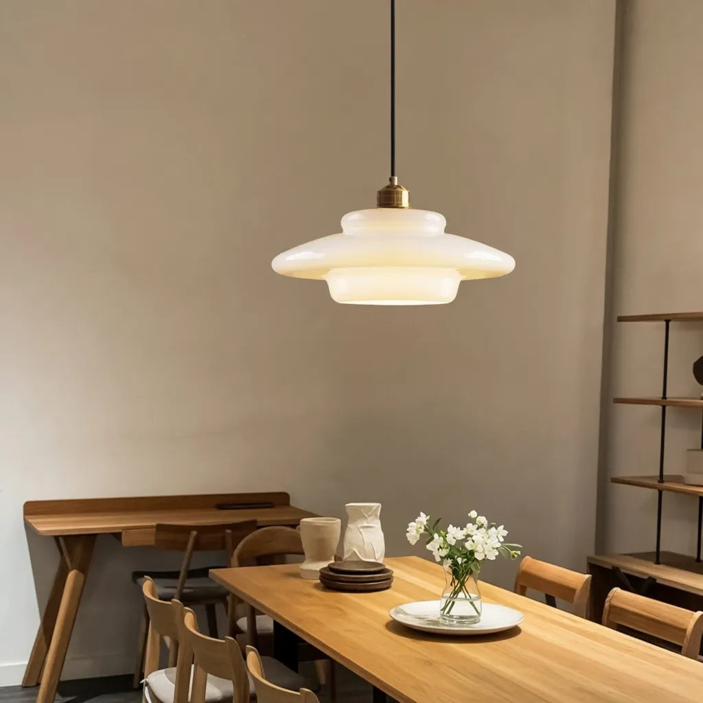 Mireya Modern Layered Opal Glass Pendant Light