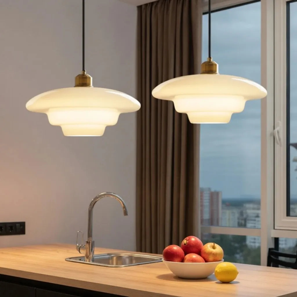 Mireya Modern Layered Opal Glass Pendant Light