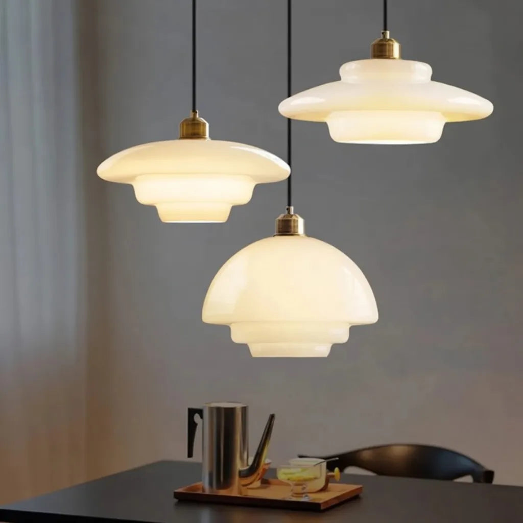 Mireya Modern Layered Opal Glass Pendant Light