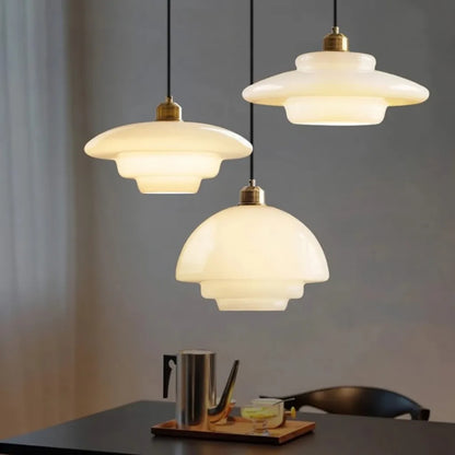 Layered Opal Glass Pendant Light with Soft Glow