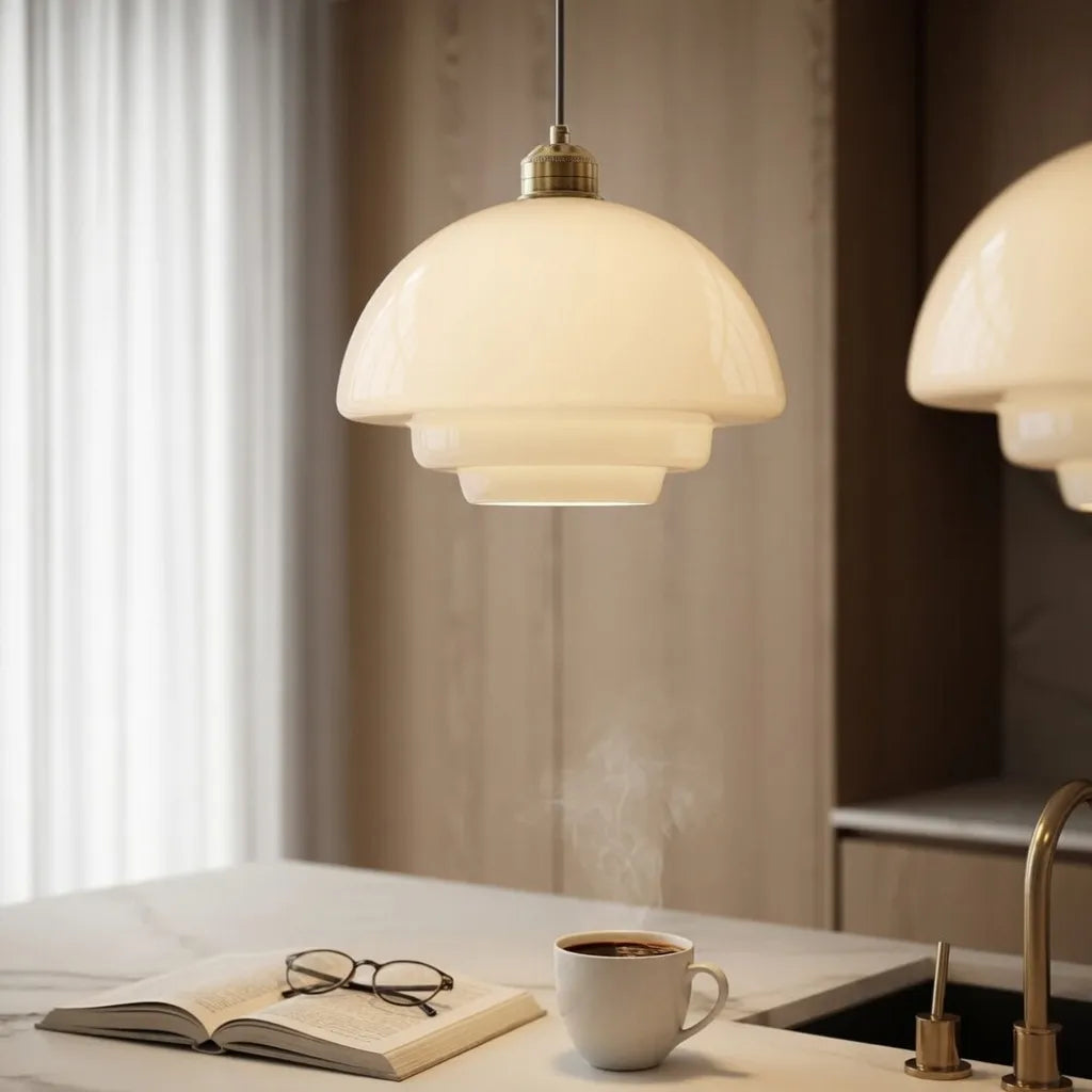 Layered Opal Glass Pendant Light with Soft Glow