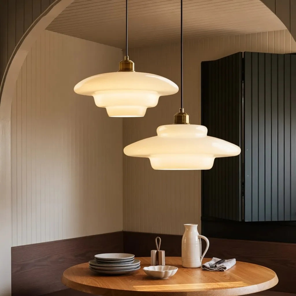 Mireya Modern Layered Opal Glass Pendant Light