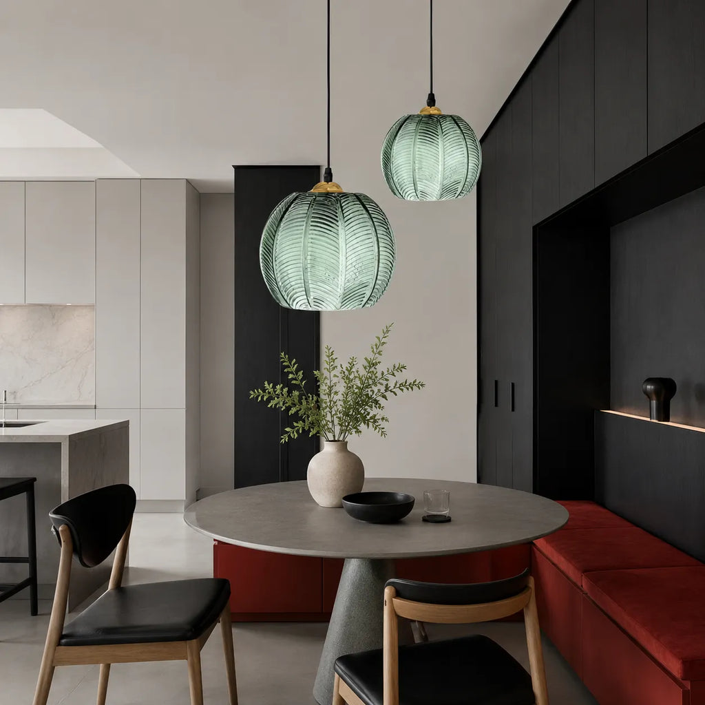 Joelle Nordic Leaf-Pattern Glass Pendant Light