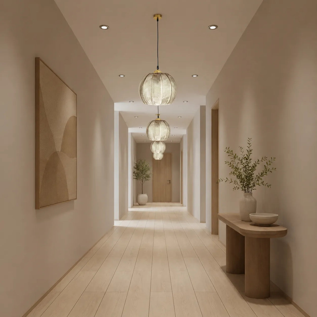 Joelle Nordic Leaf-Pattern Glass Pendant Light