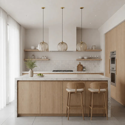 Leaf Pattern Glass Pendant Light with Nordic Elegance