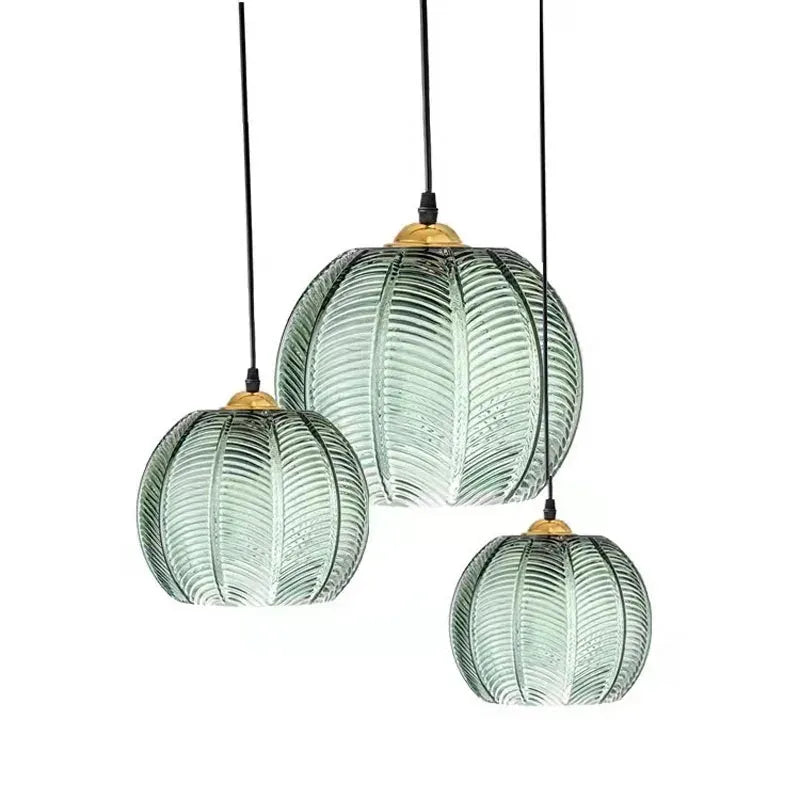 Joelle Nordic Leaf-Pattern Glass Pendant Light