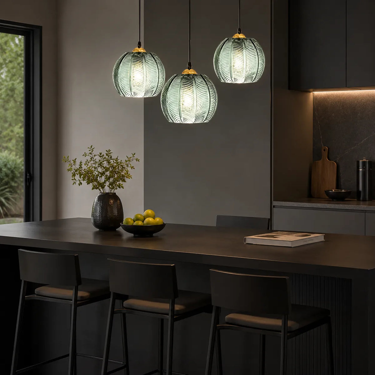 Joelle Nordic Leaf-Pattern Glass Pendant Light