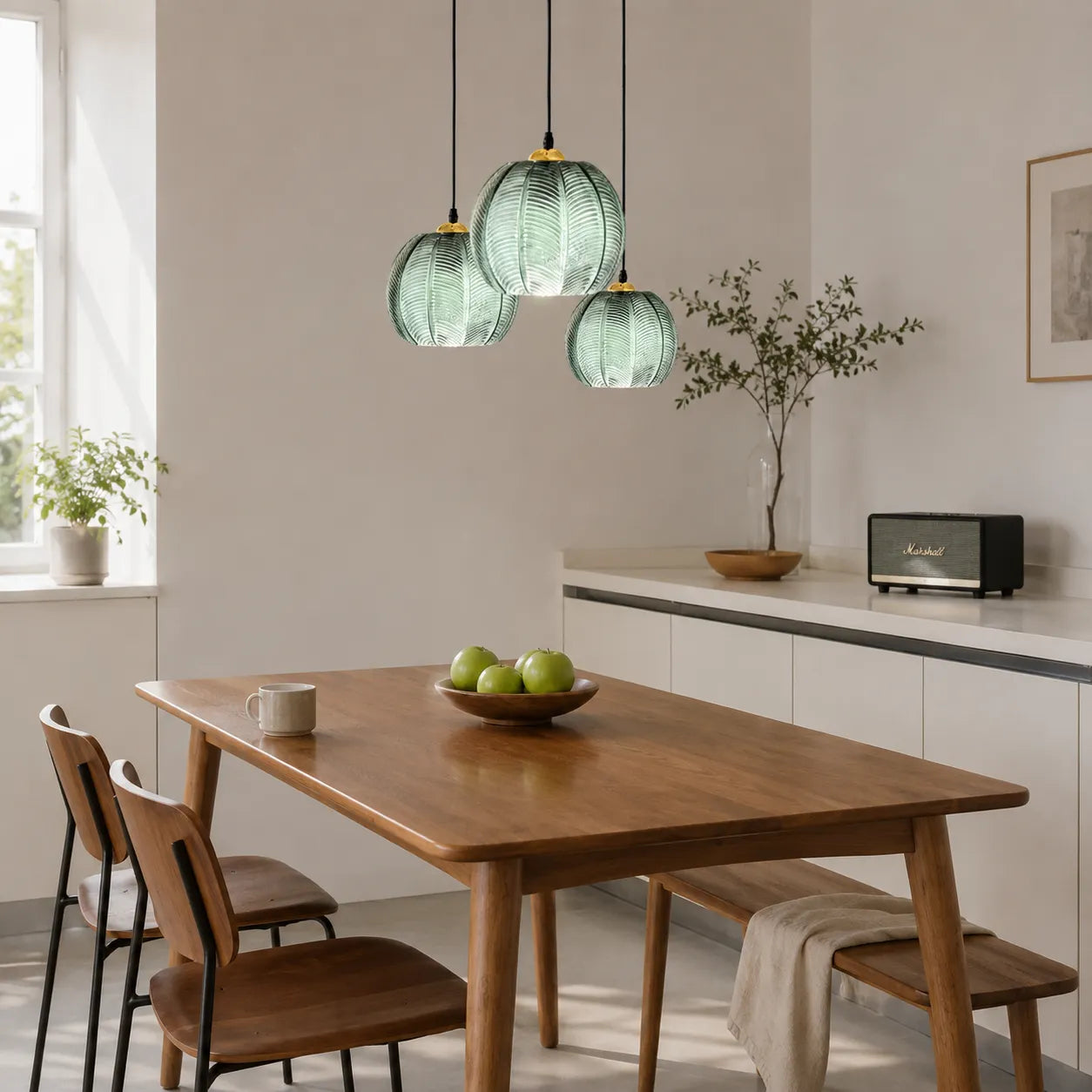 Leaf Pattern Glass Pendant Light with Nordic Elegance