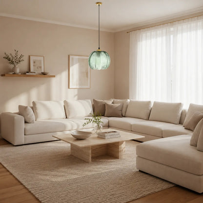 Leaf Pattern Glass Pendant Light with Nordic Elegance