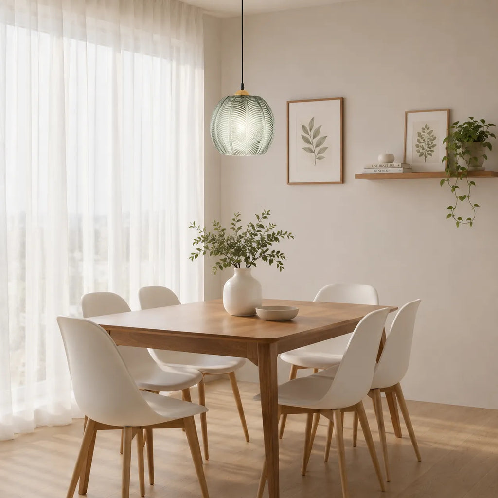Joelle Nordic Leaf-Pattern Glass Pendant Light