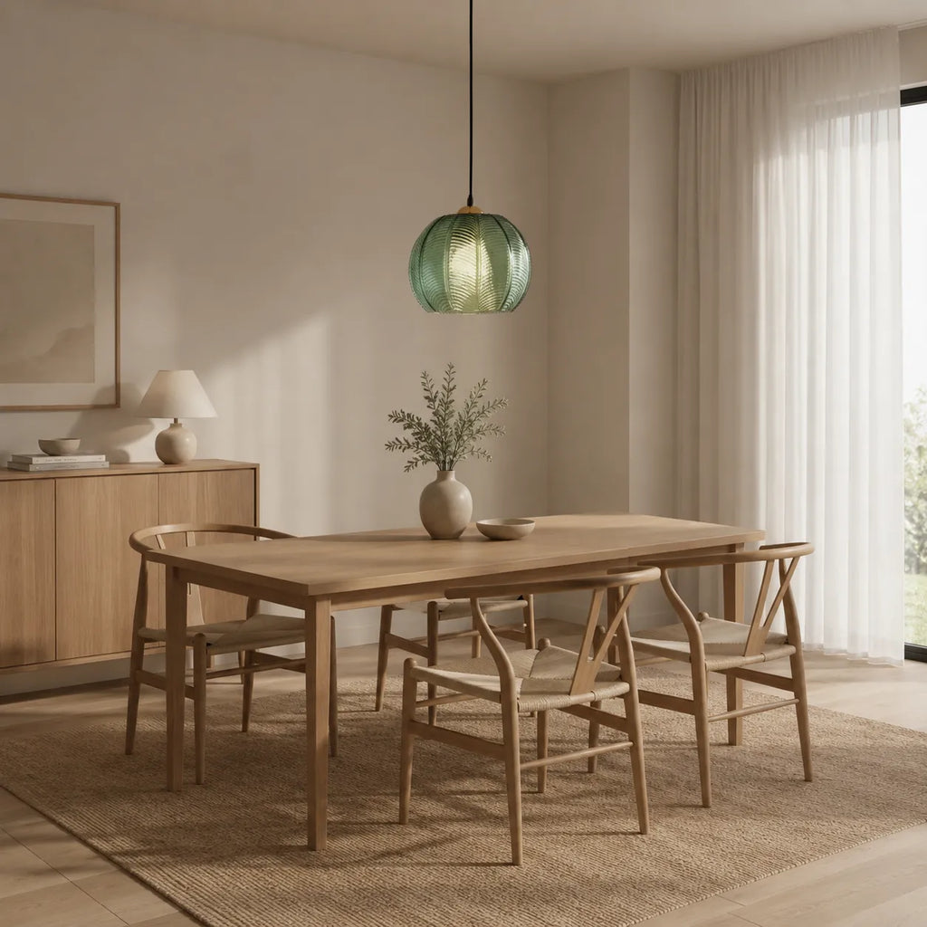 Joelle Nordic Leaf-Pattern Glass Pendant Light