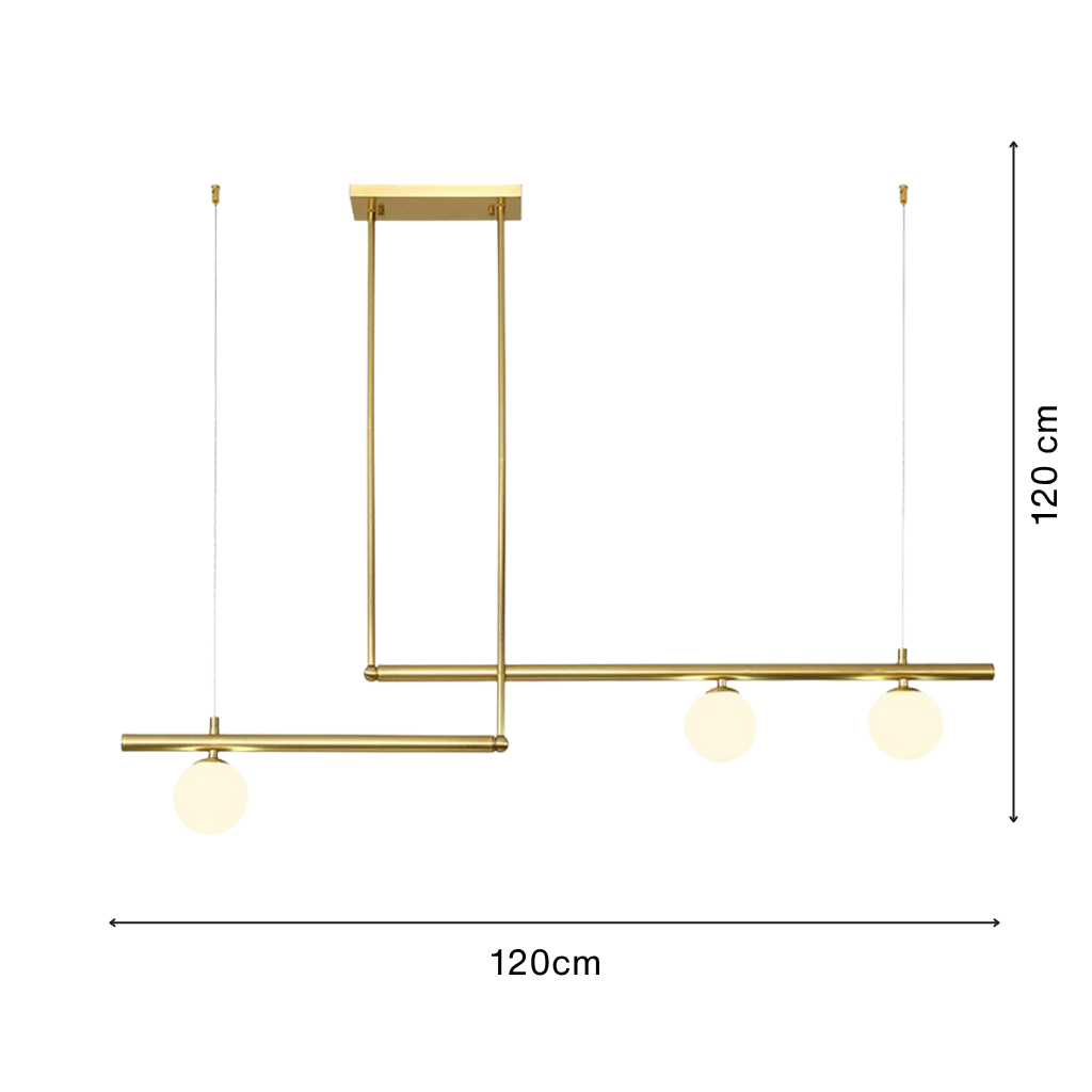 Linear Glass Globe Chandelier with Mid-Century Design
