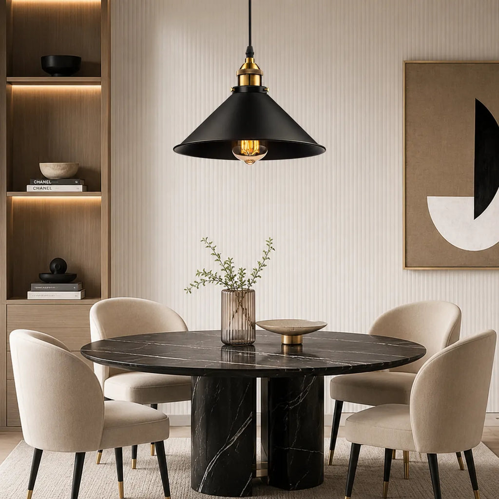 Paloma Industrial Brass-Accent Metal Cone Pendant Light