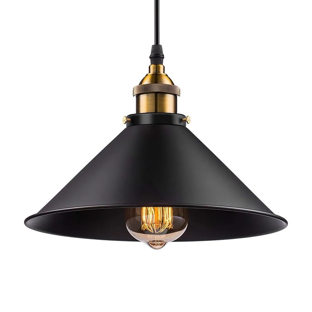 Paloma Industrial Brass-Accent Metal Cone Pendant Light