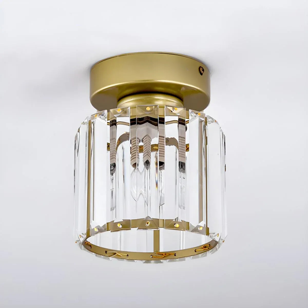Lunara Modern Brass & Crystal Flush Mount Ceiling Light