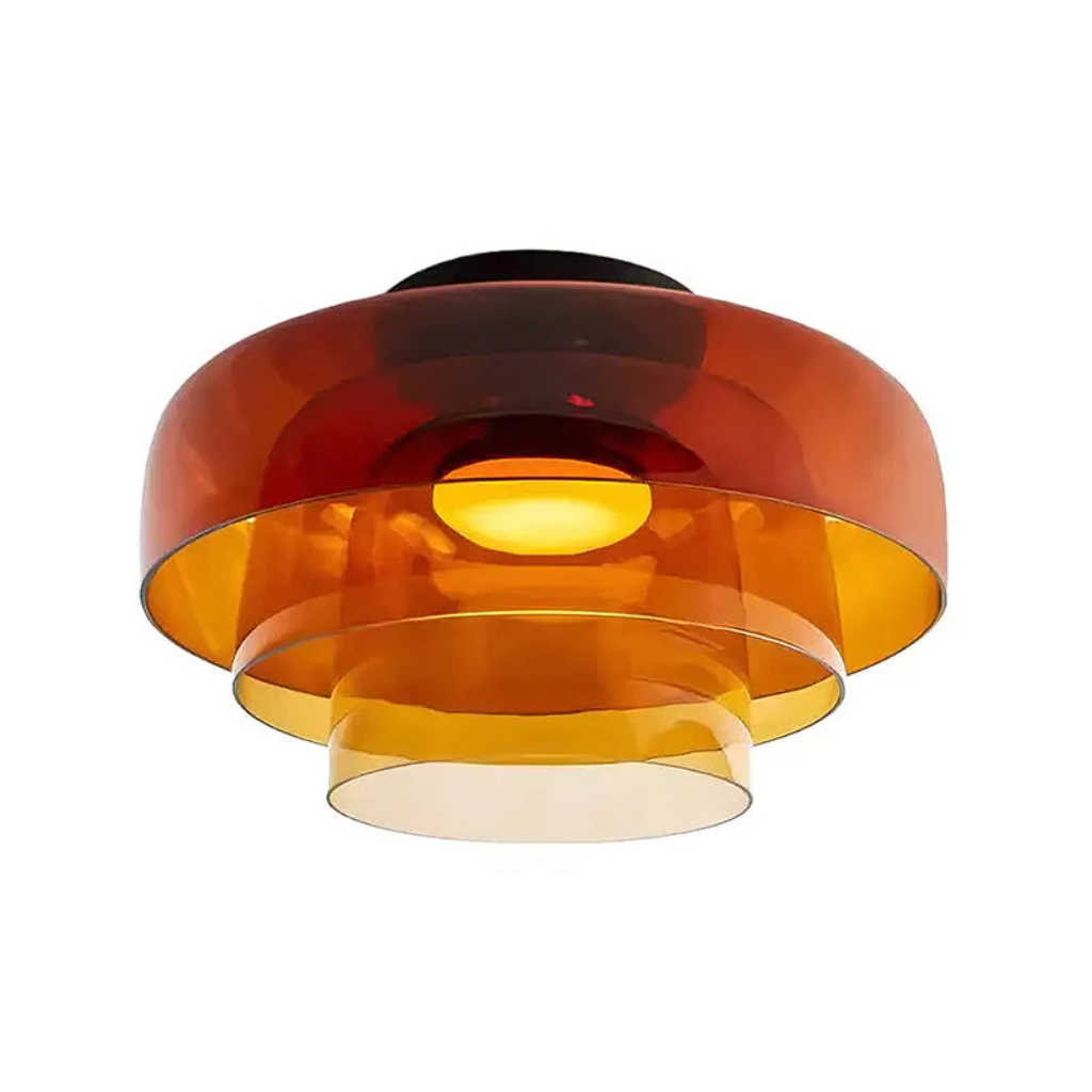 Luno Mid-Century Layered Glass LED Flush Mount Ceiling Light