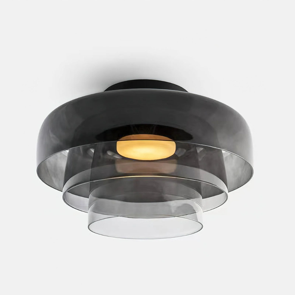 Luno Mid-Century Layered Glass LED Flush Mount Ceiling Light
