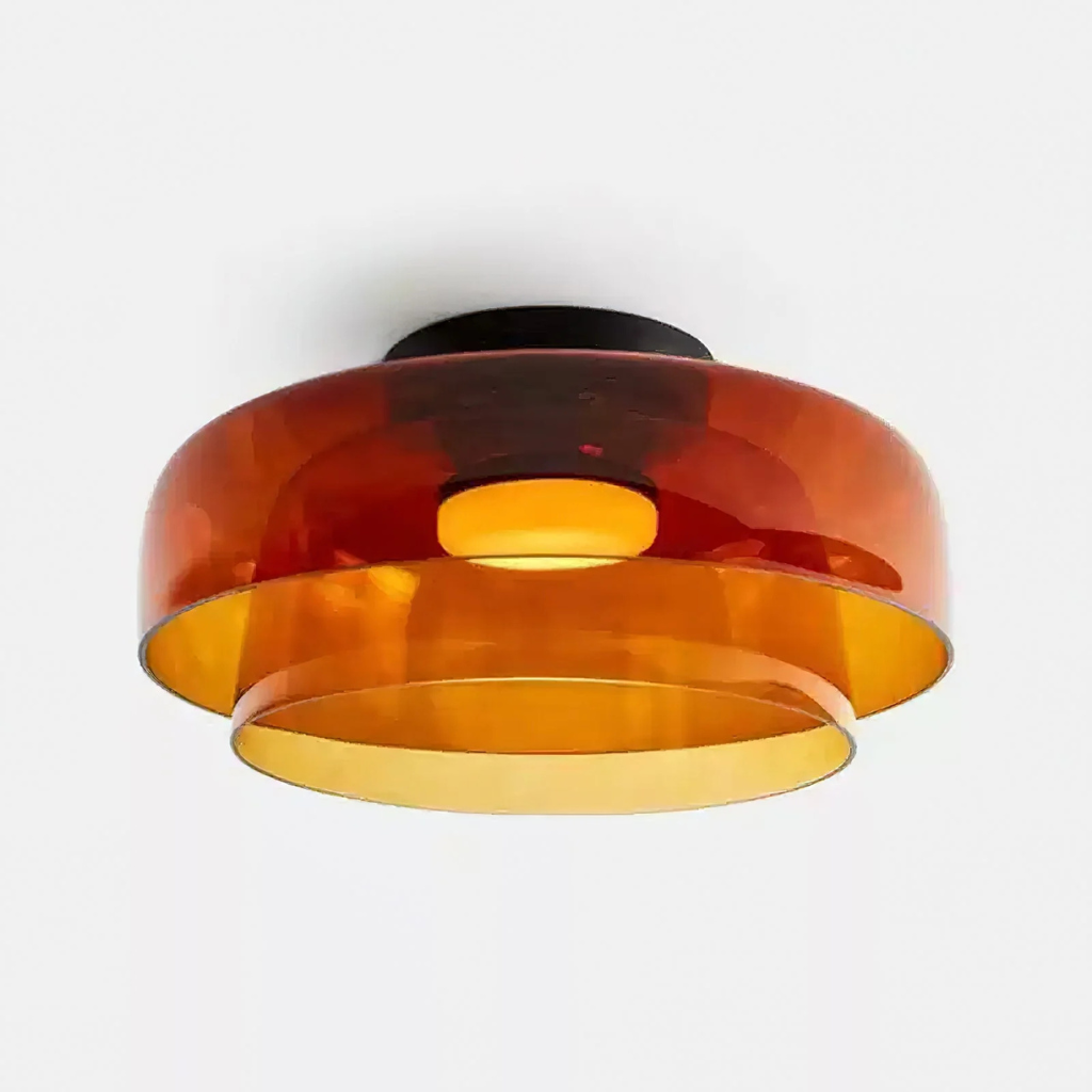 Luno Mid-Century Layered Glass LED Flush Mount Ceiling Light
