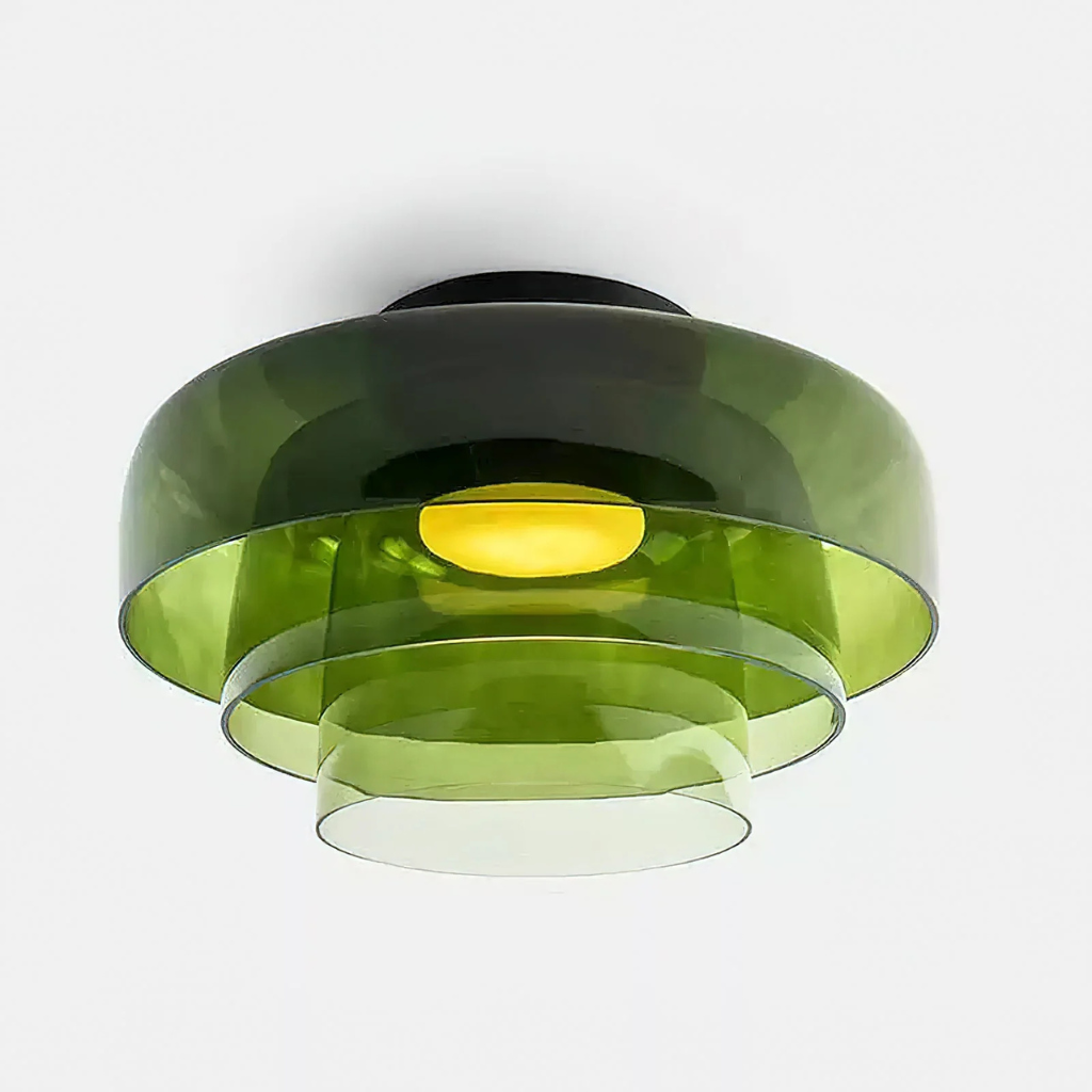 Luno Mid-Century Layered Glass LED Flush Mount Ceiling Light