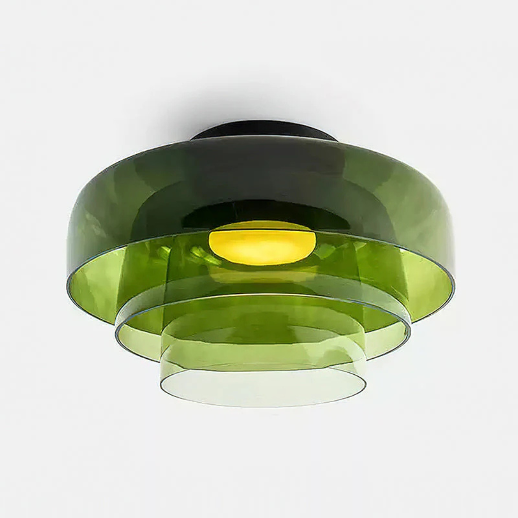 Luno Mid-Century Layered Glass LED Flush Mount Ceiling Light