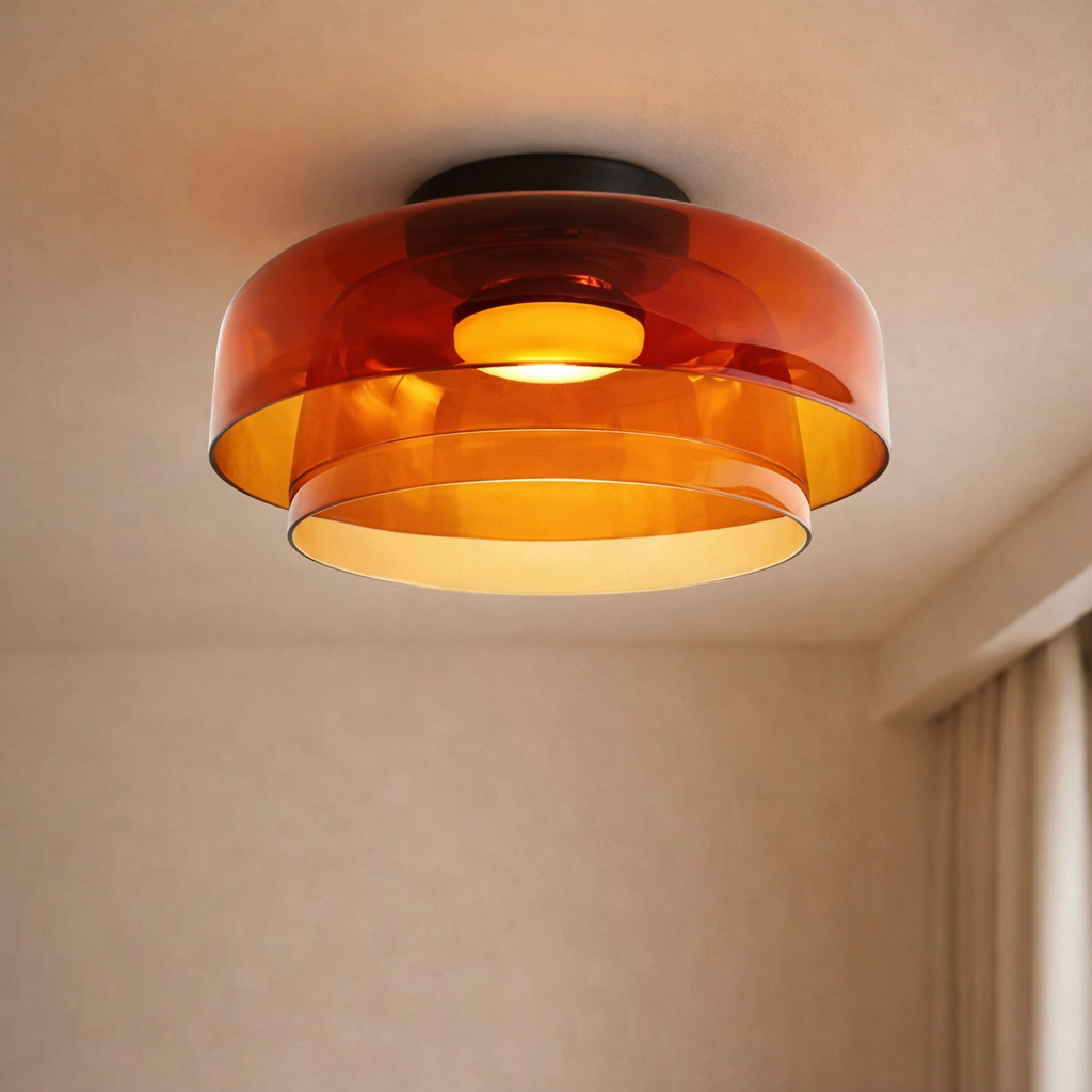 Luno Mid-Century Layered Glass LED Flush Mount Ceiling Light