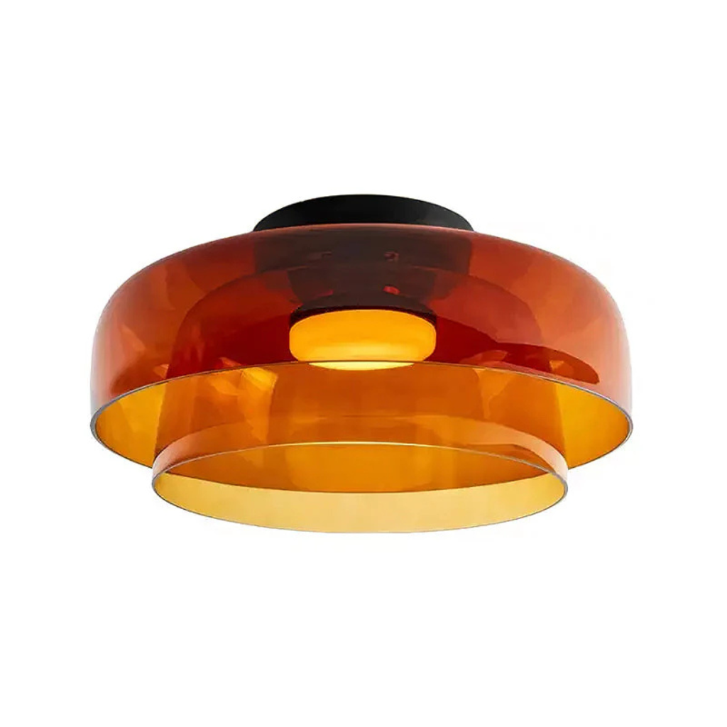 Luno Mid-Century Layered Glass LED Flush Mount Ceiling Light