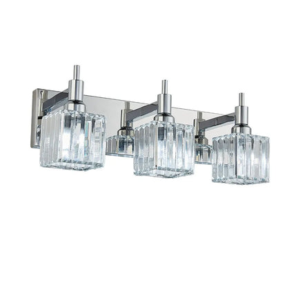 Luxury Crystal Vanity Wall Light with Fluted Glass Shades