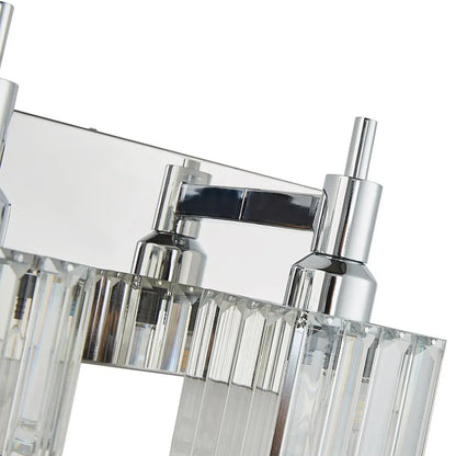 Luxury Crystal Vanity Wall Light with Fluted Glass Shades