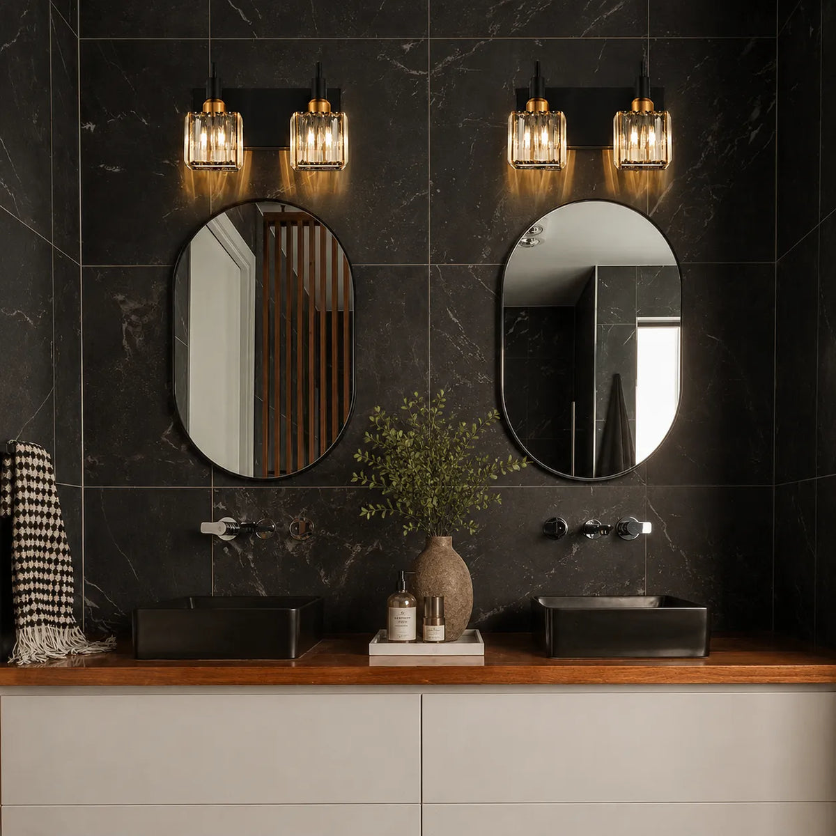 Fiora Modern Crystal Multi-Light Bathroom Vanity Light
