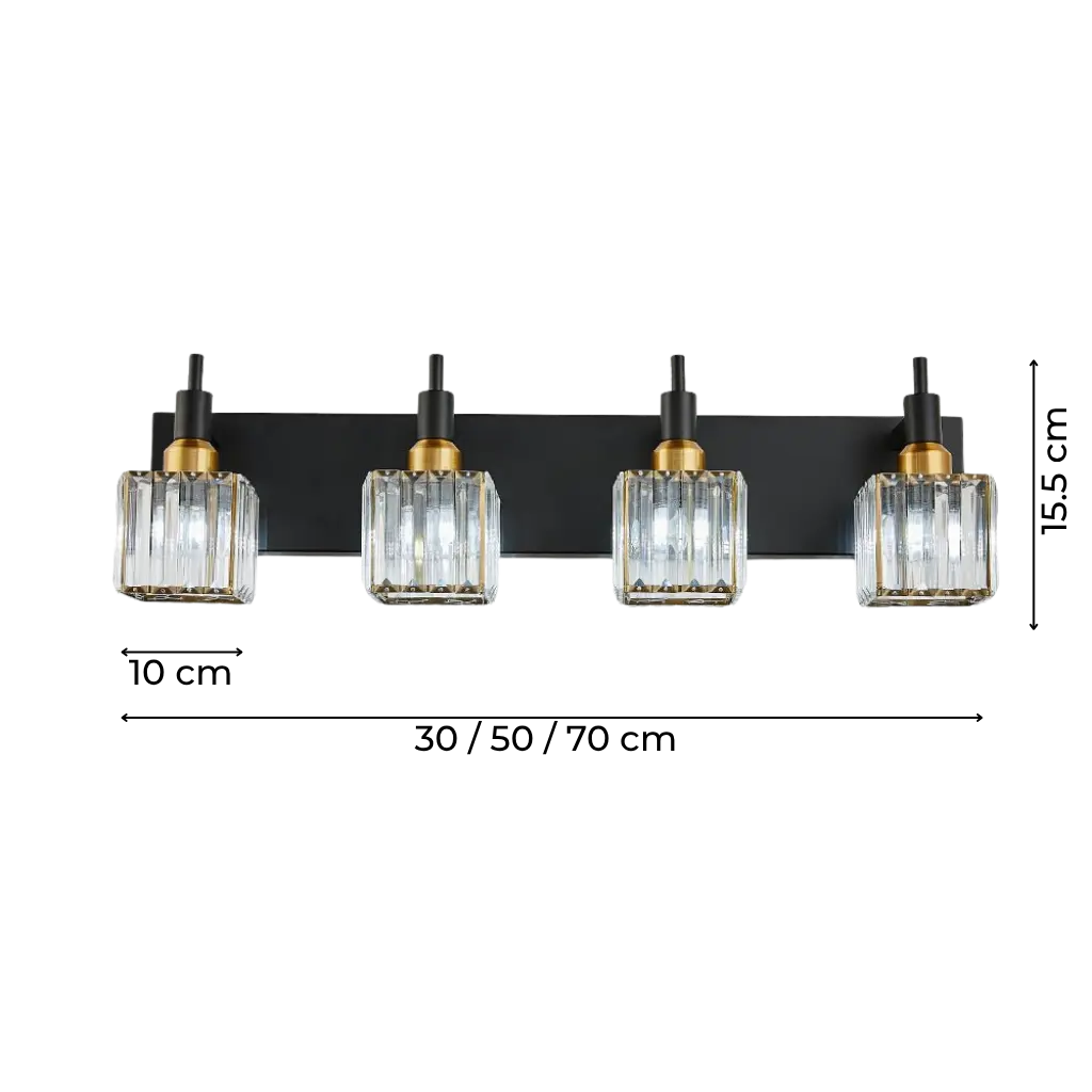 Luxury Crystal Vanity Wall Light with Fluted Glass Shades