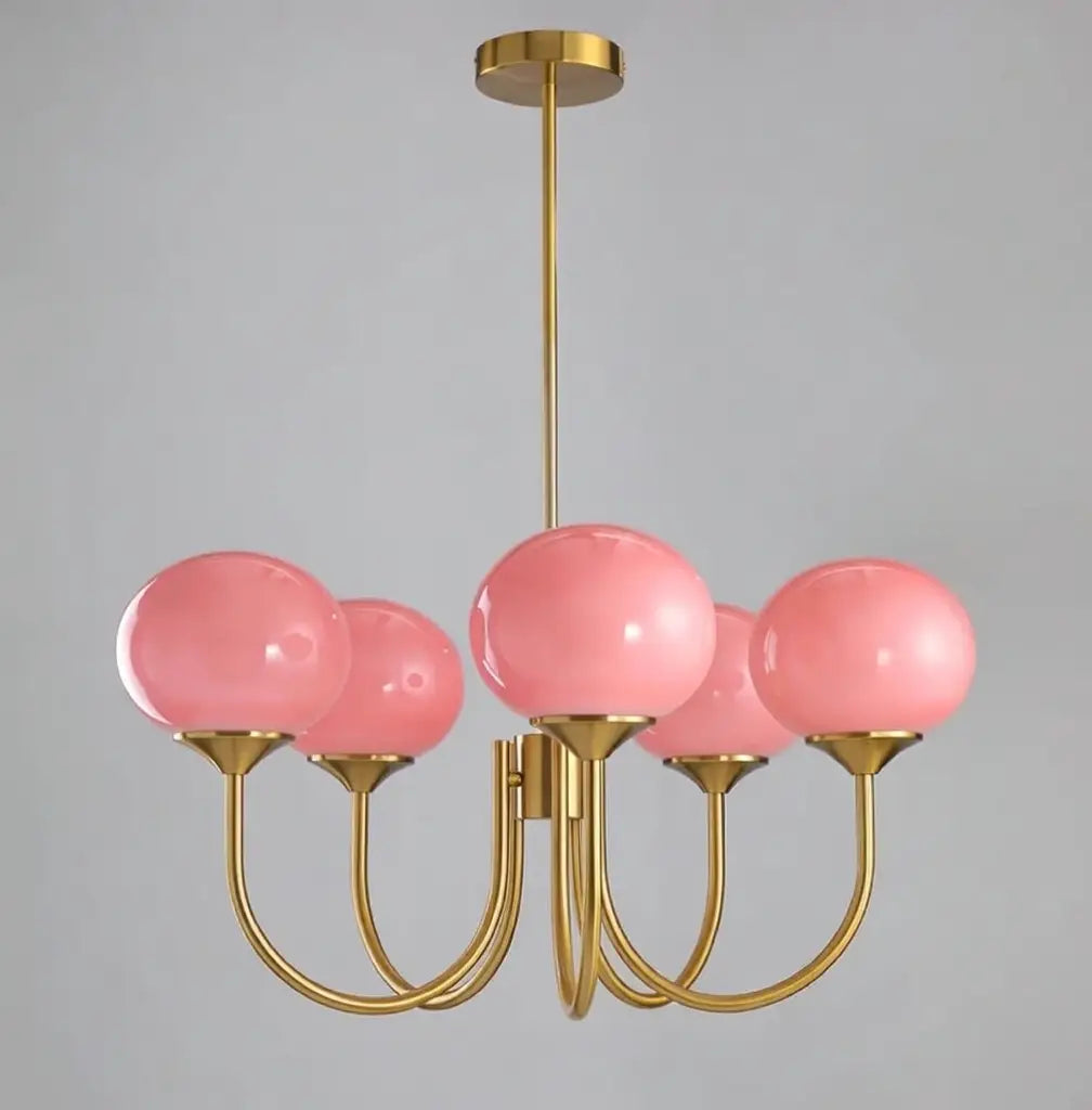 Mallow Modern Pink Glass Bubble Chandelier