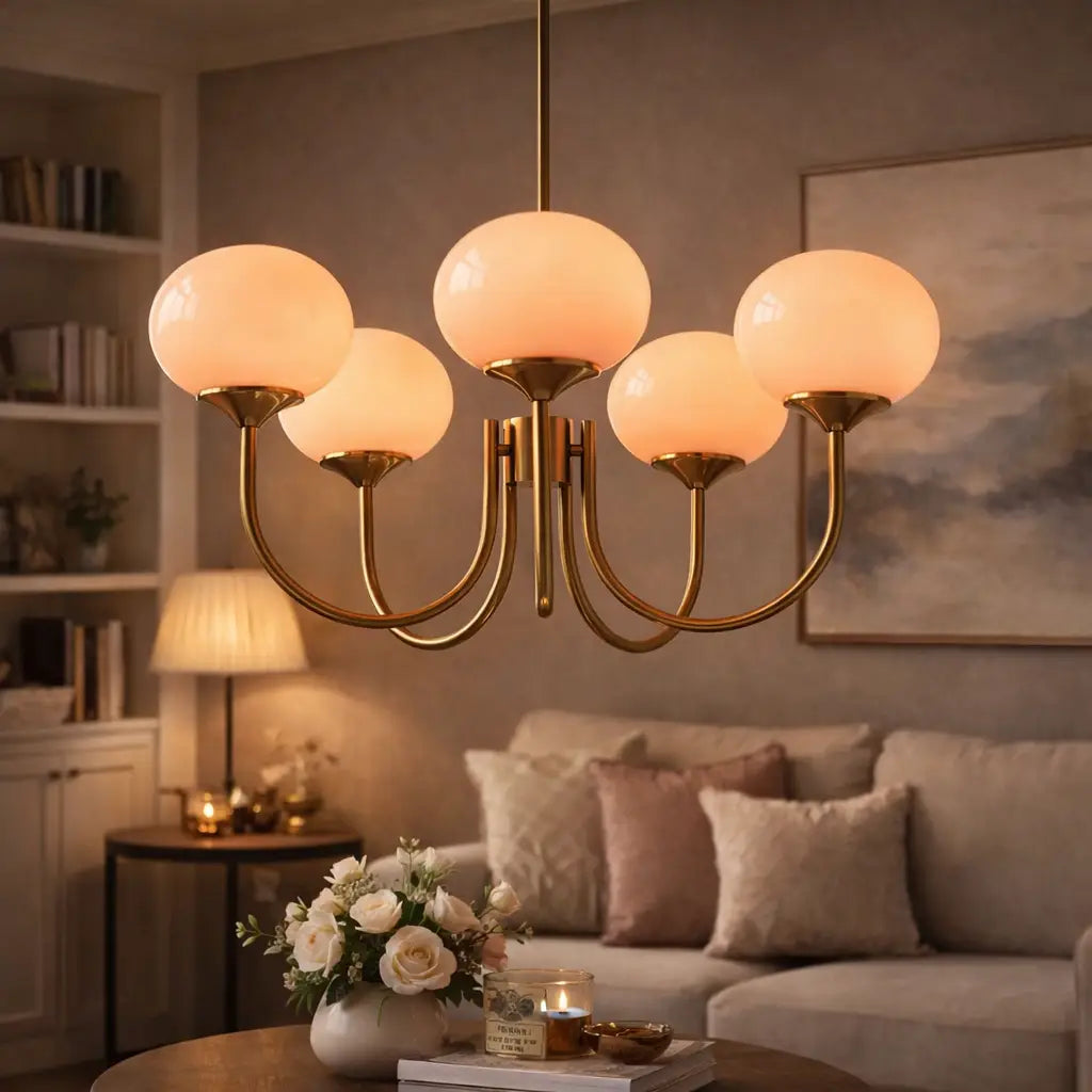 Mallow Modern Pink Glass Bubble Chandelier