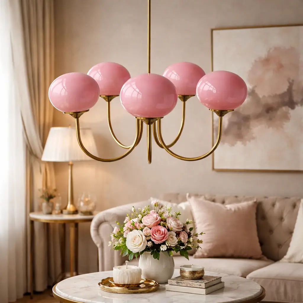 Mallow Modern Pink Glass Bubble Chandelier
