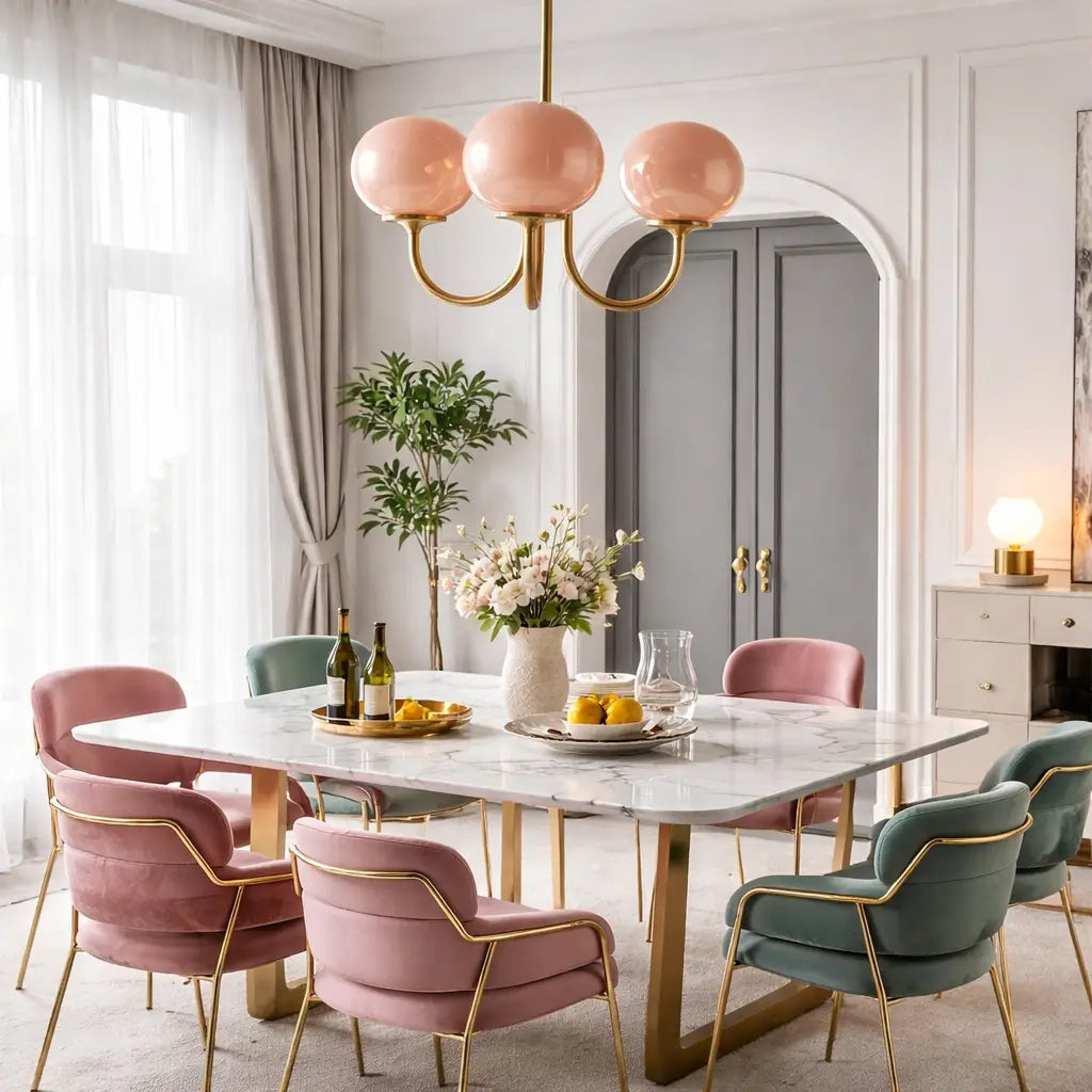 Mallow Modern Pink Glass Bubble Chandelier