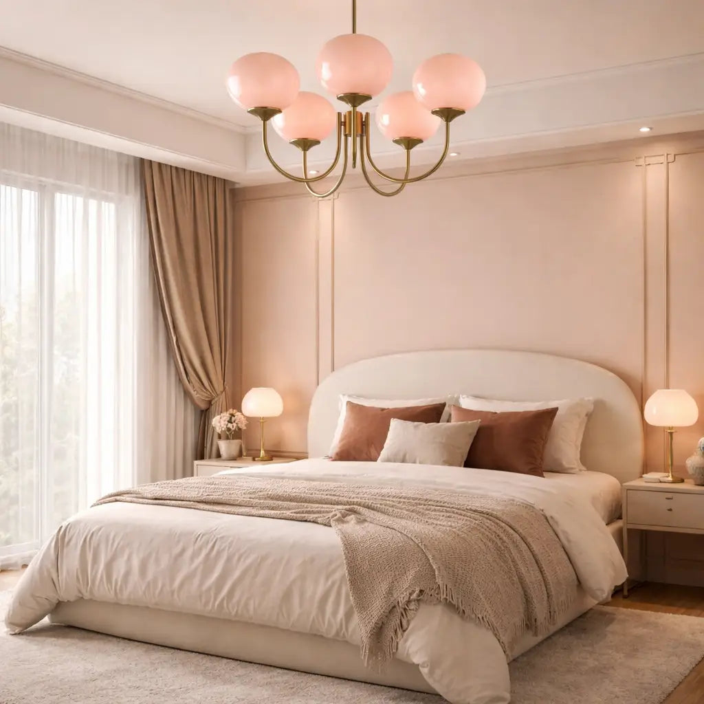 Mallow Modern Pink Glass Bubble Chandelier