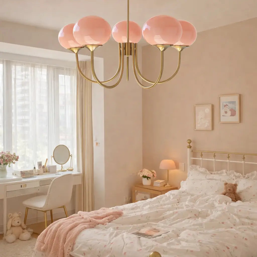 Mallow Modern Pink Glass Bubble Chandelier