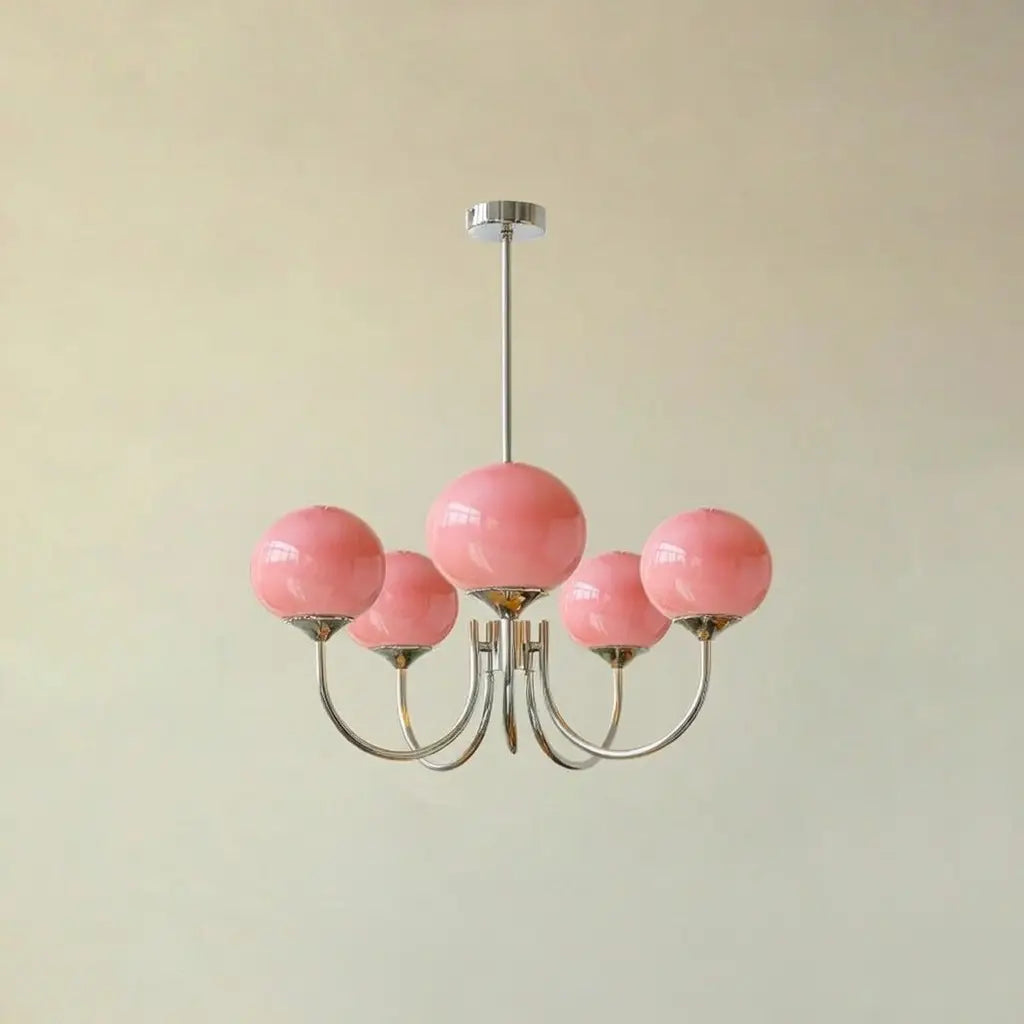 Mallow Modern Pink Glass Bubble Chandelier