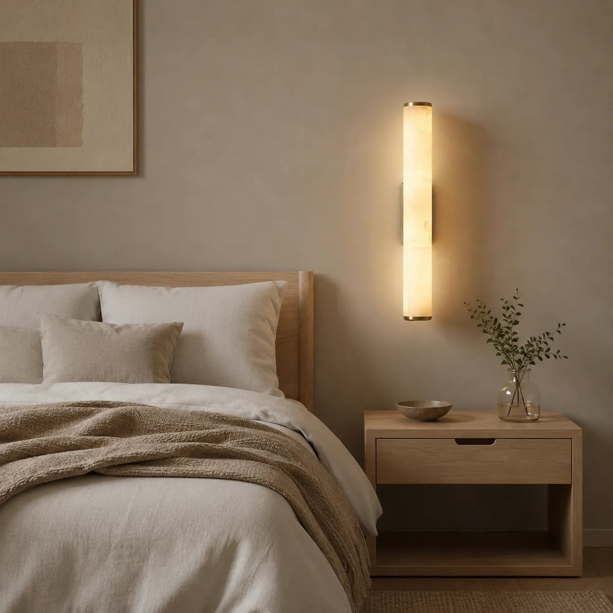 Delia Minimalist Marble & Copper LED Wall Light