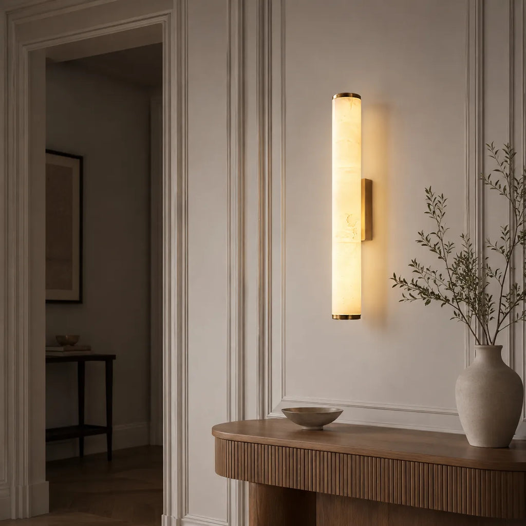Delia Minimalist Marble & Copper LED Wall Light