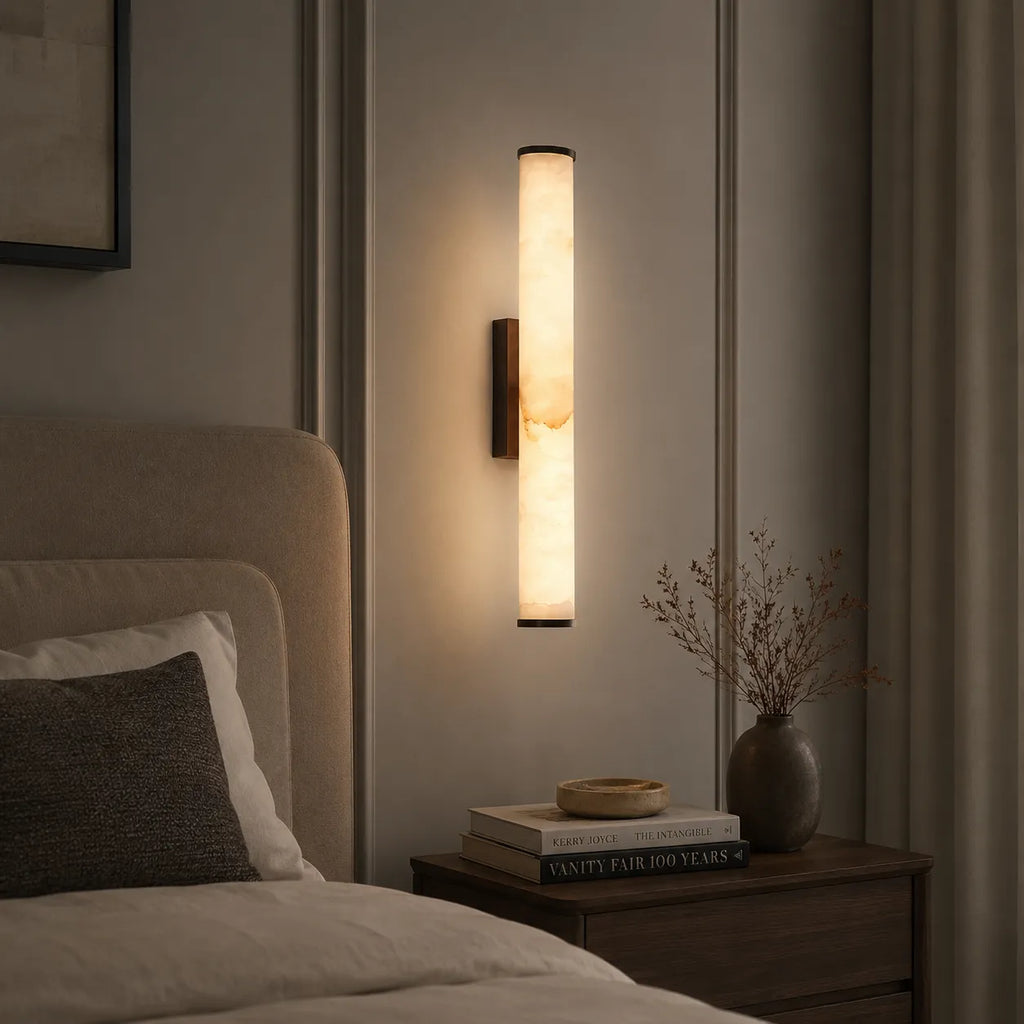 Delia Minimalist Marble & Copper LED Wall Light