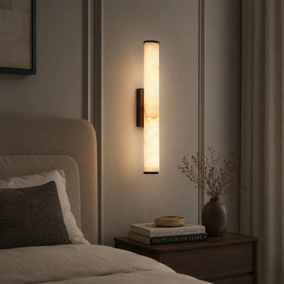Delia Minimalist Marble & Copper LED Wall Light