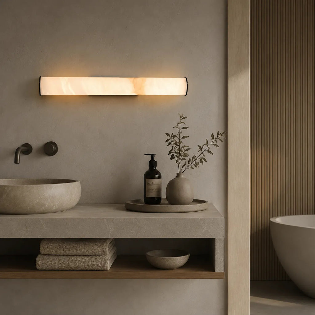 Delia Minimalist Marble & Copper LED Wall Light