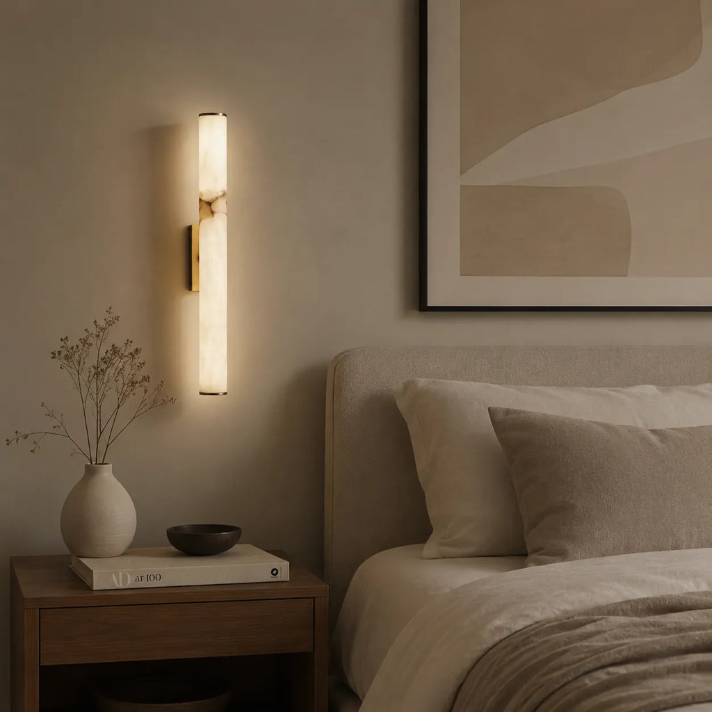 Delia Minimalist Marble & Copper LED Wall Light