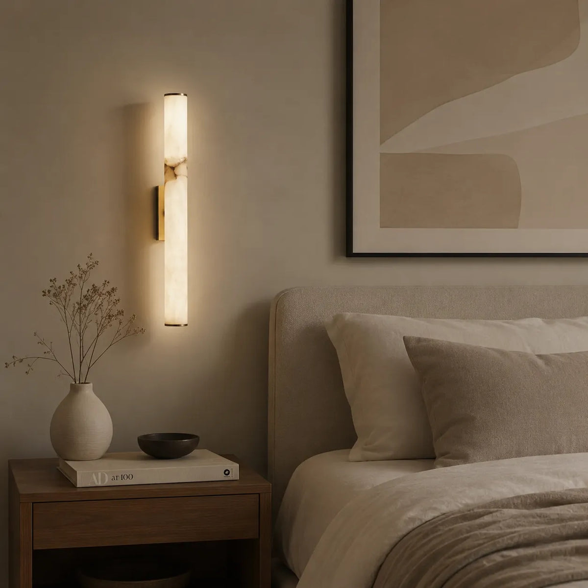 Delia Minimalist Marble & Copper LED Wall Light