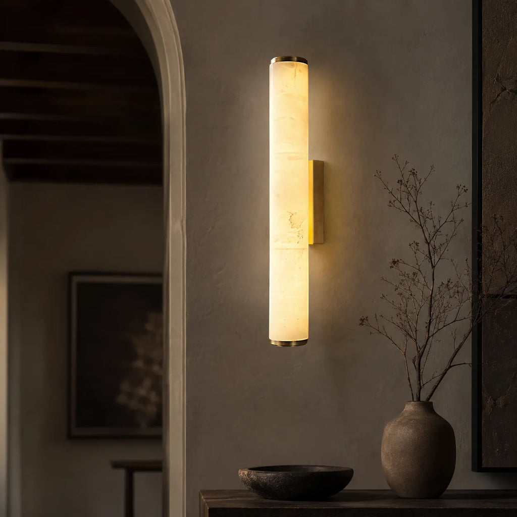 Delia Minimalist Marble & Copper LED Wall Light