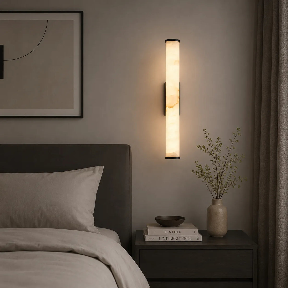 Delia Minimalist Marble & Copper LED Wall Light
