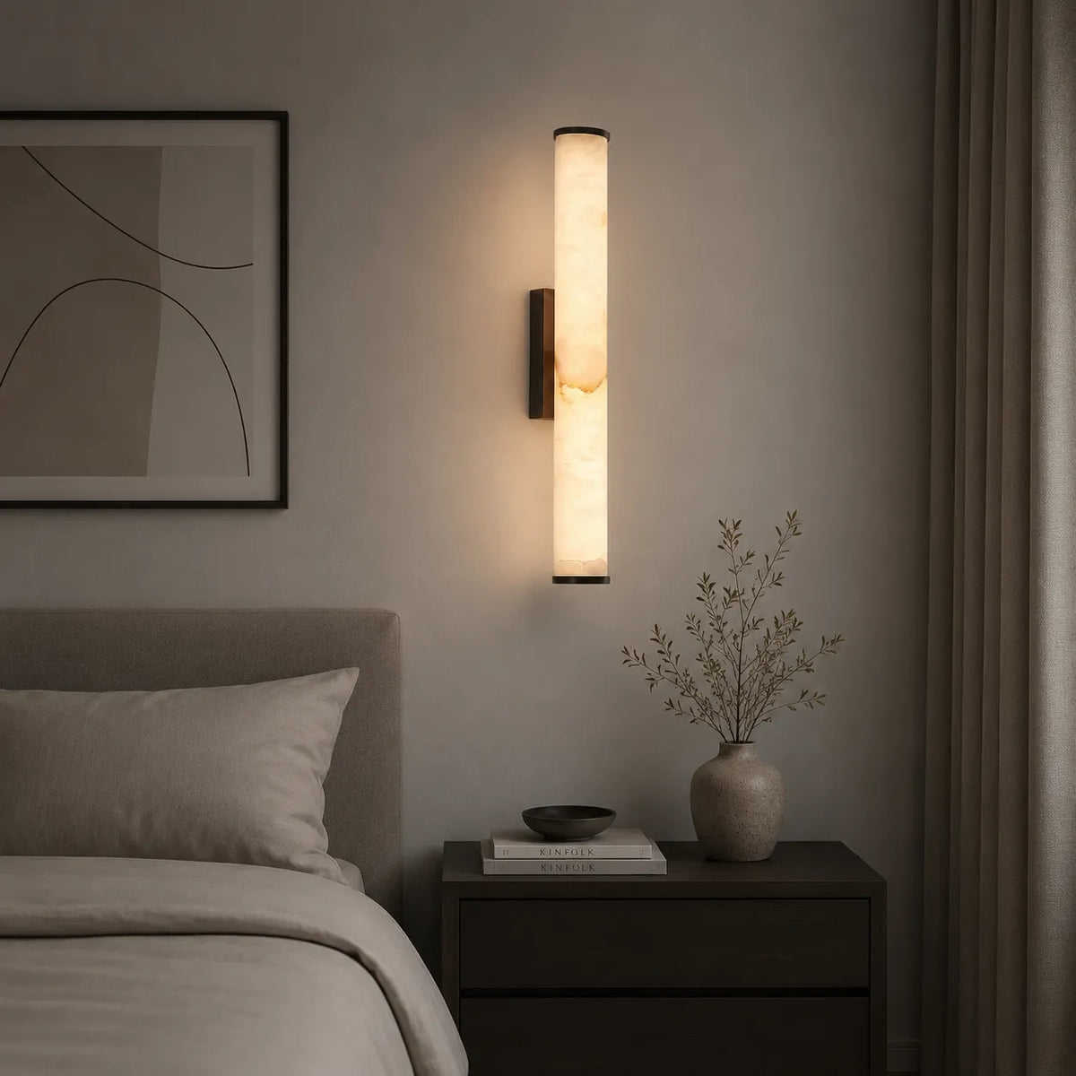 Delia Minimalist Marble & Copper LED Wall Light
